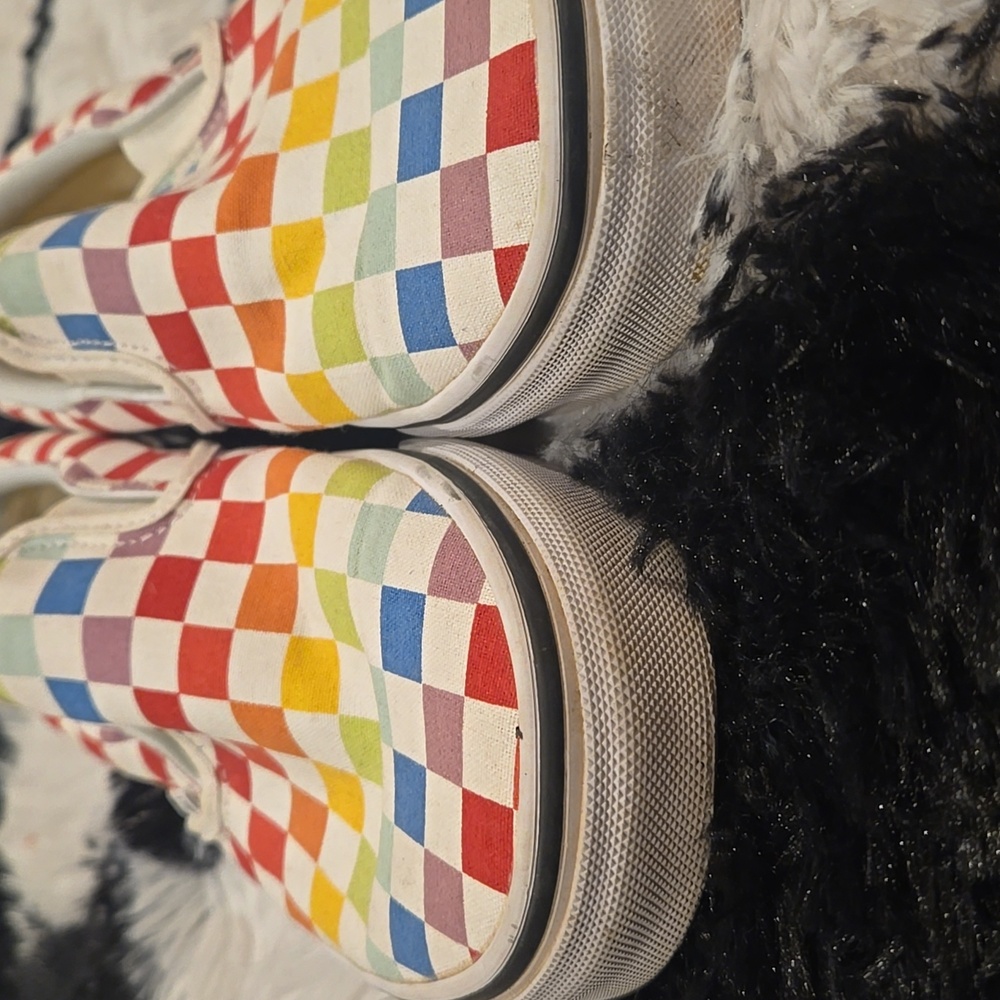 Vans Rainbow Checkered Sneakers Vibrant Canvas Style - Picture 2 of 5